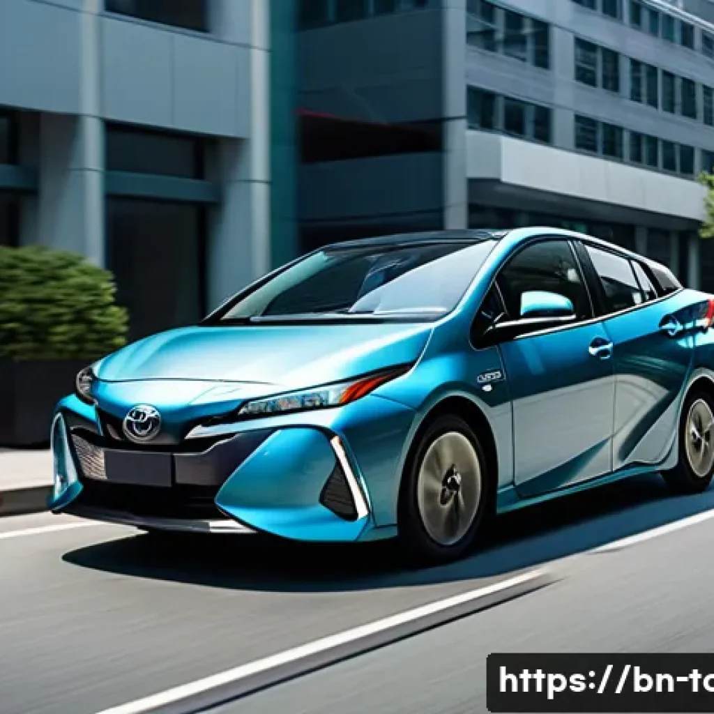 토요타 프리우스 프라임과 현대 아이오닉 비교 - **Prompt:** A sleek, modern Toyota Prius Prime, with its distinct aerodynamic design, smoothly navig...