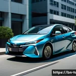 토요타 프리우스 프라임과 현대 아이오닉 비교 - **Prompt:** A sleek, modern Toyota Prius Prime, with its distinct aerodynamic design, smoothly navig...