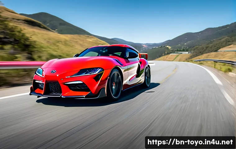토요타 수프라와 BMW Z4 비교 - **Prompt 1: "A high-octane action shot of a vibrant red Toyota Supra (latest model) aggressively cor...
