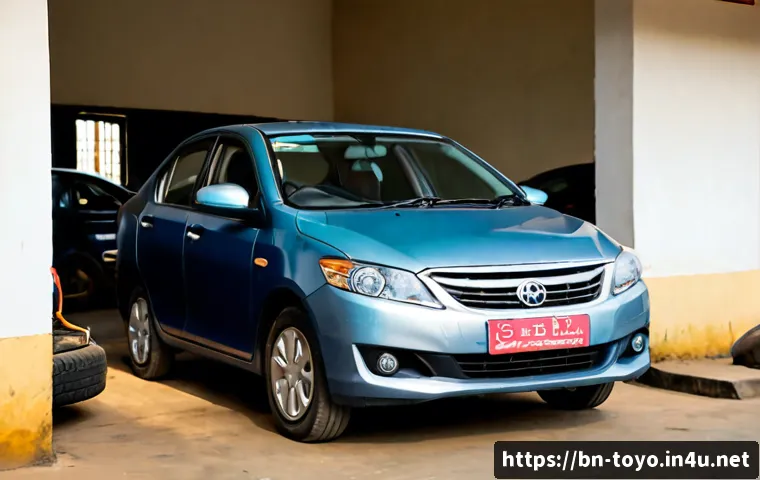 토요타 코롤라 하이브리드의 유지비 - Photorealistic compact hybrid sedan resembling a modern economy car parked at a clean neighborhood s...